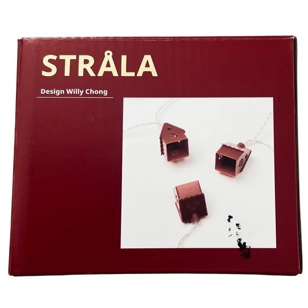 IKEA STRALA STRÅLA  Red Shining Houses String Lights 12 Lights (Set of 2)
